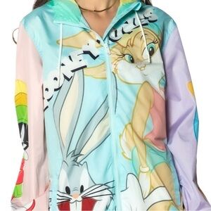 Members Only x Looney Tunes Women’s Hooded ColorBlock Windbreaker Jacket Large
